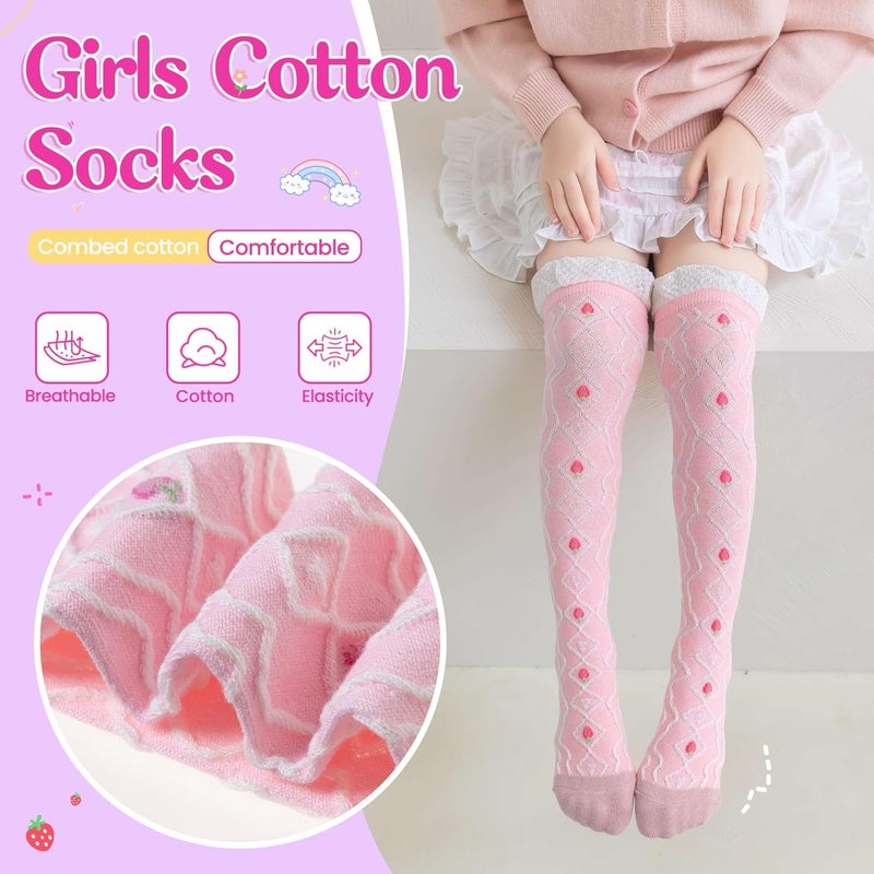 Eocom Girls Knee High Socks Kids Crazy Fun Gift Silly Tall Boot Cute Animal Cotton Long Socks 6 Pairs - Image 3